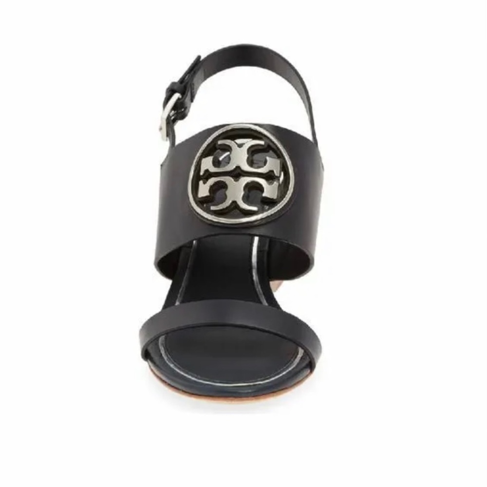 Tory Burch Navy Wedge Metallic Miller Sandal